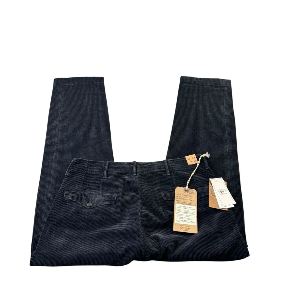 RRL Ralph Lauren Blue Corduroy Officer Men's Pants Size 33x30 NWT - Picture 3 of 8